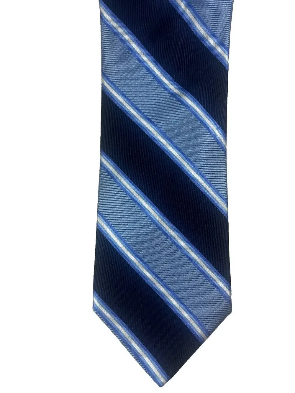 BROOKS BROTHERS 346 NWT Dark Blue and White Repp Necktie 100% Silk XL Long